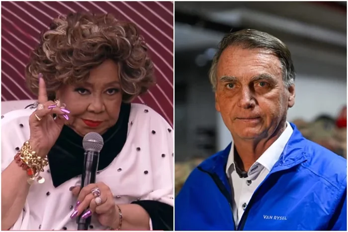 Montagem com Alcione e outra figura pública, representando o impacto de declarações da cantora após a prisão de Jair Bolsonaro.