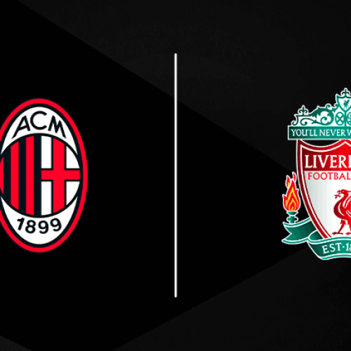 Os escudos imponentes de Liverpool FC e AC Milan anunciam o duelo histórico entre tradição e paixão.
